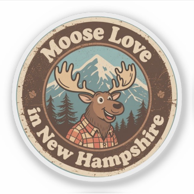 Adesivo Moose Love_ New Hampshire Woodland Trabalho de art (Frente)