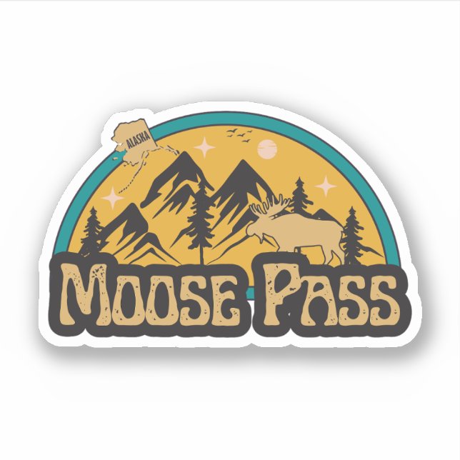 Adesivo Moose Pass, Alaska Sticker (Frente)