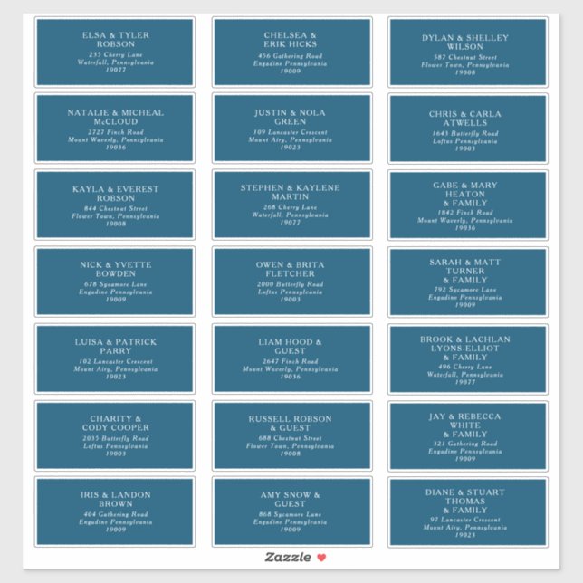 Adesivo Morada de Convidado do Casamento Moody Ocean (Folha)