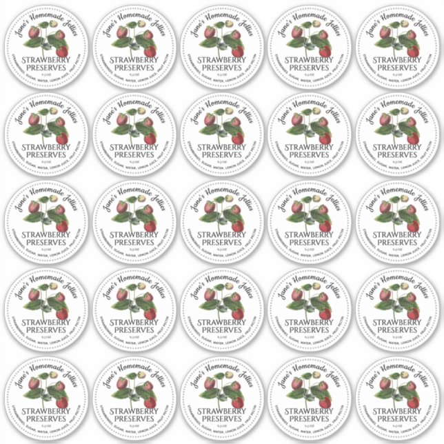 Adesivo Morango Jelly 2,5 pol. Lid Mason Jar (Frente)