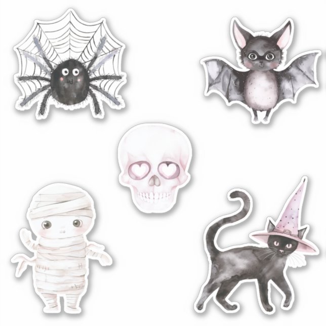 Adesivo Morcego de Crânio de Aranha Gato Múmia Halloween (Frente)