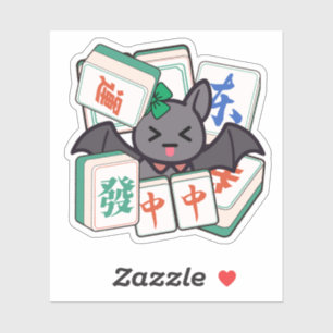 Adesivo Morcego Gamer Kawaii Fofo de Mahjong