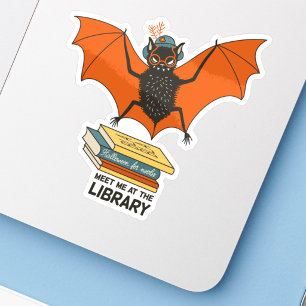 Adesivo Morcego Leitor   Bibliotecário Caprichoso com Livr