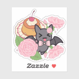 Adesivo Morcego Travesso e Flan de Caramelo Kawaii