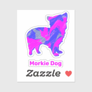 Adesivo Morkie Dog Hot Pink & Blue Custom Cut Sticker