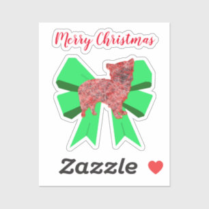 Adesivo Morkie Dog Silhouette Red & Green Arco Natal