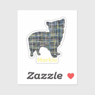 Adesivo Morkie Dog Yellow & Blue Grid Stickers