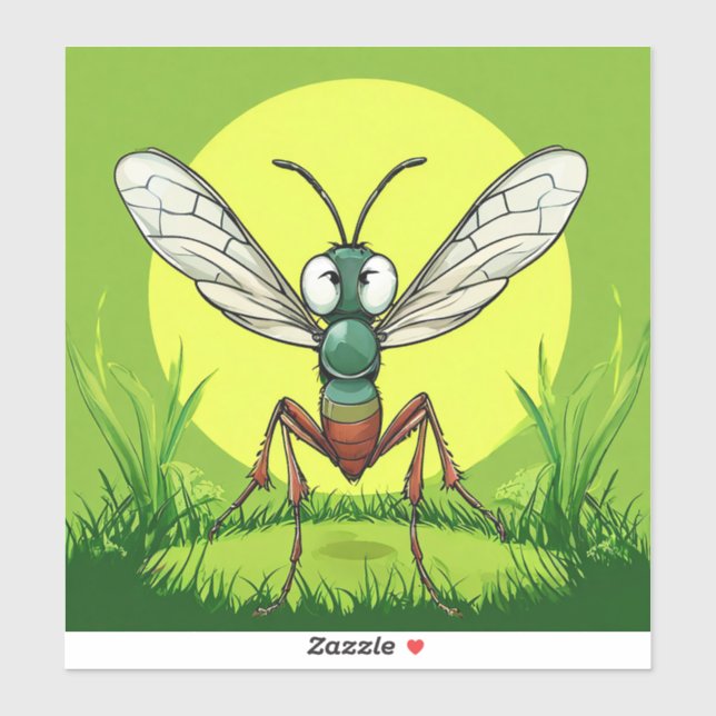 Adesivo Mosquito de desenho animado Ideia de presente engr (Folha)