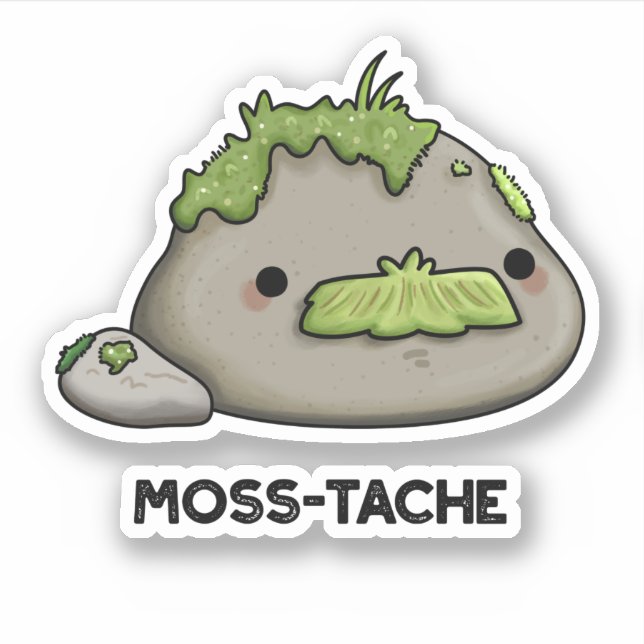 Adesivo Moss-tache Engraçado Mustache Pun (Frente)