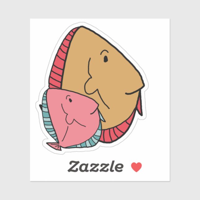 Adesivo Mostarda e peixes cor-de-rosa (Folha)