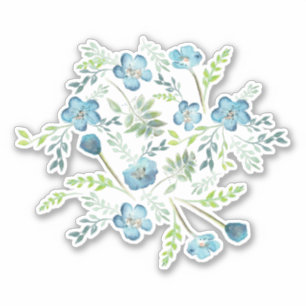 Adesivo Motif de Flor Verde Azul Bonito