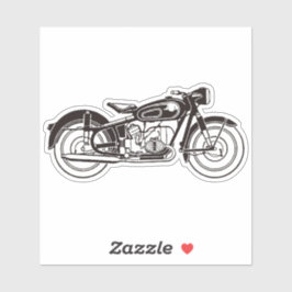 Adesivo Moto clássico preto e branco - PEQUENO
