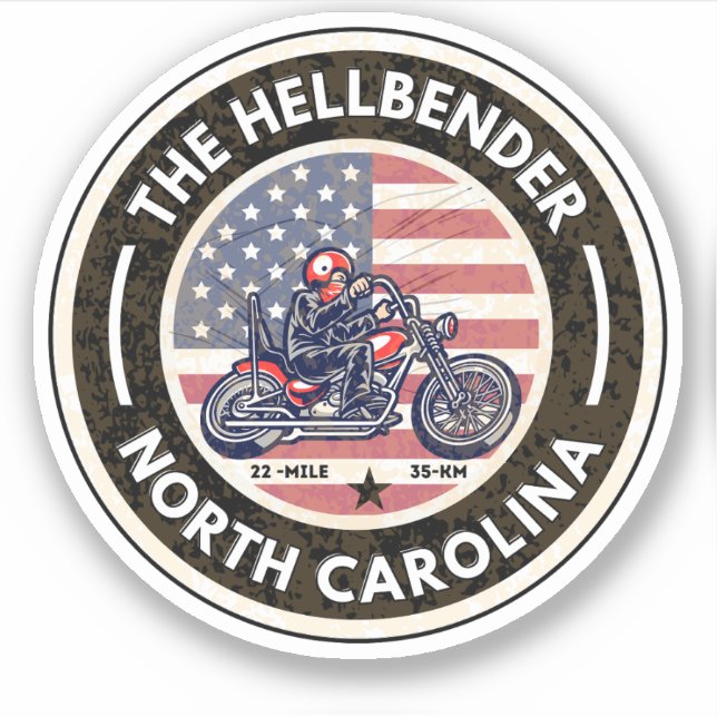 Adesivo Moto Hellbender Route 28 da Carolina do Norte (Frente)