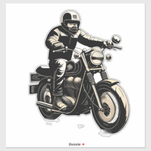Adesivo Motociclista pilotando motocicleta clássica