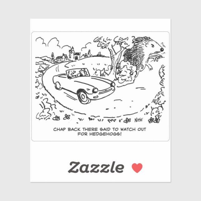 Adesivo Motorista de carro desportivo e Cartoon Hedgehogs. (Folha)