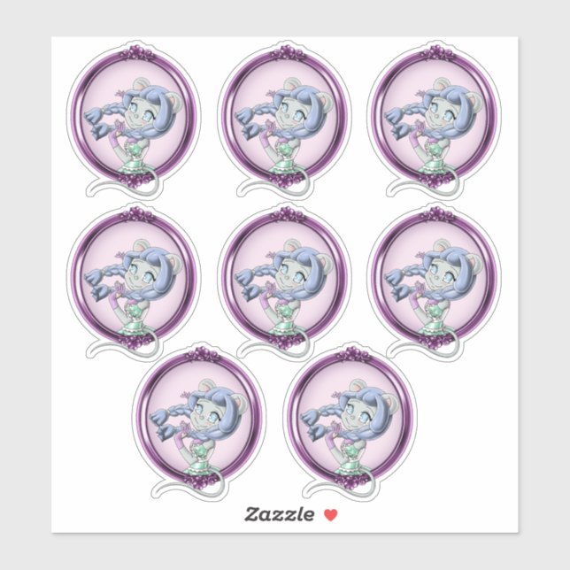 Adesivo Mouse Anime Girl (Folha)