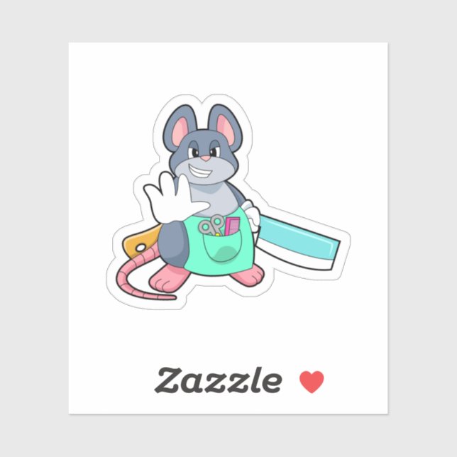 Adesivo Mouse como cabeceira com tesoura e pente (Folha)