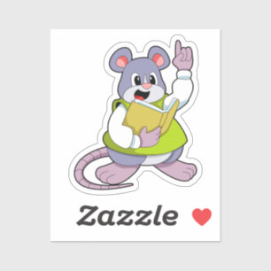 Adesivo Mouse como professor com livro