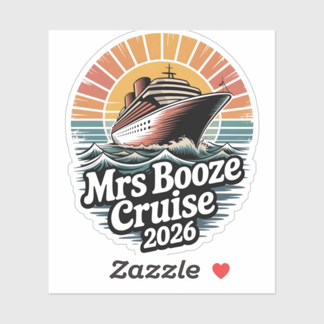 Adesivo Mrs Booze Cruise 2026 Matching Couples  (Folha)