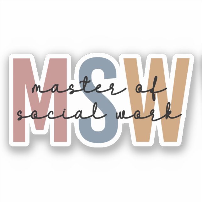 Adesivo MSW Master of Social Work Retro Graduação (Frente)