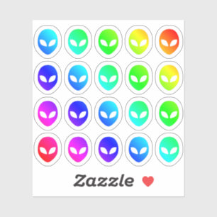 Adesivo Muitas Alienígenas Coloridas Cabeças Pequenas Fo