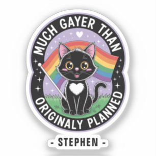 Adesivo Muito Mais Gayer - Orgulho LGBTQ de Gato Negro Eng