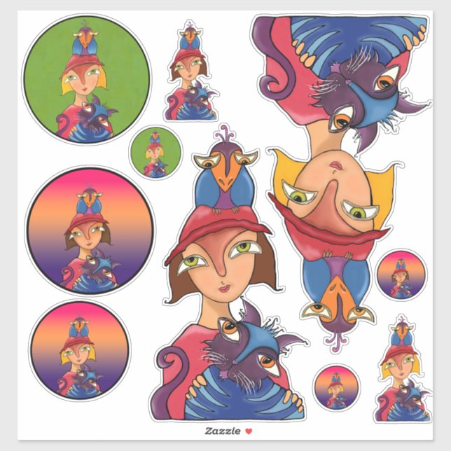 Adesivo Muitos, Muitos Pássaros, Gatos Senhoras (Folha)