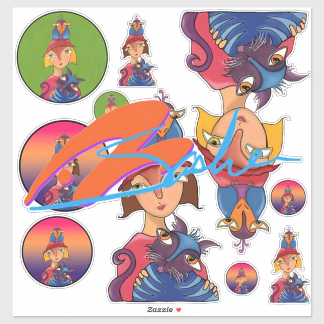 Adesivo Muitos, Muitos Pássaros, Gatos Senhoras (Folha)