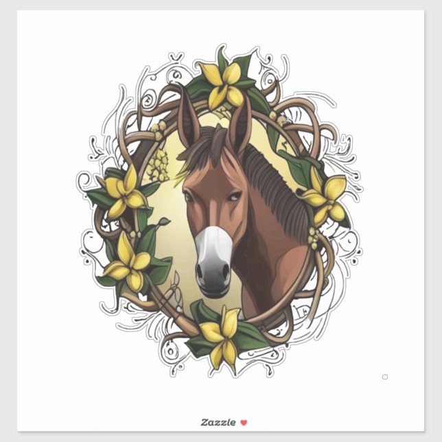 Adesivo Mule Cercado Por Um Fio De Jessamina Amarela (Folha)