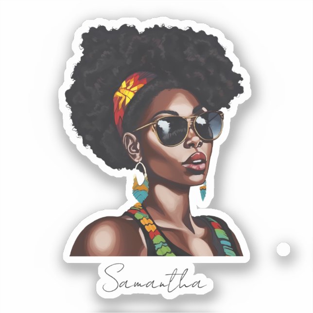 Adesivo Mulher afro-americana com óculos de sol chic (Frente)