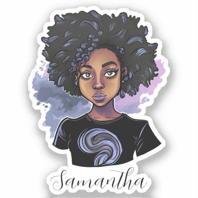 Adesivo Mulher Afro-Americana Personalizada (Frente)