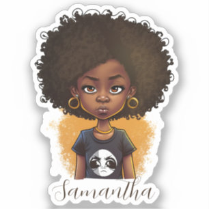 Adesivo Mulher Afro Simples