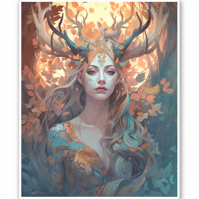 Adesivo Mulher com Antlers Fantasy Art (Frente)
