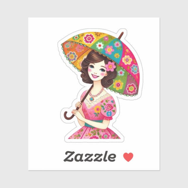 Adesivo Mulher Com Parasol (Folha)