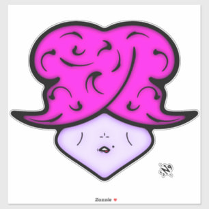 Adesivo Mulher de desenho animado com marca de beleza e ch