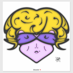 Adesivo Mulher de desenho animado com marca de beleza e ó