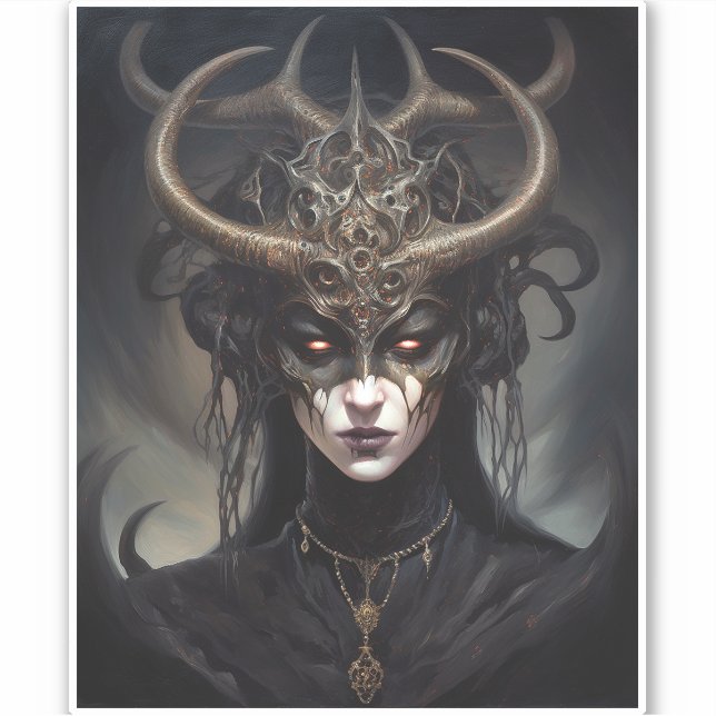 Adesivo Mulher demônio: Rainha Dark Fantasy Art (Frente)