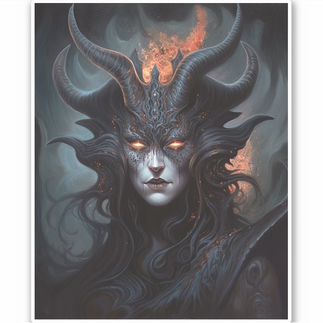 Adesivo Mulher demônio: Rainha Dark Fantasy Art (Frente)