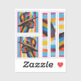 Adesivo Mulher na silhueta colorida de bater chapéu