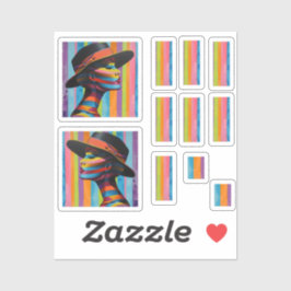 Adesivo Mulher na silhueta impressionante do Chapéu Colori