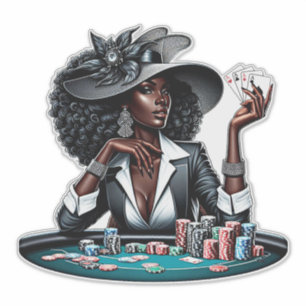 Adesivo Mulher Negra Jogo Cartões Casino Cartões Poker Art