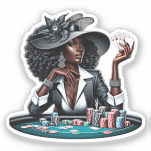Adesivo Mulher Negra Jogo Cartões Casino Cartões Poker Art