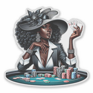 Adesivo Mulher Negra Jogo Cartões Casino Cartões Poker Art