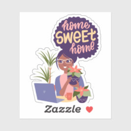 Adesivo Mulher Negra Louca Dama de Planta, Casa Doce