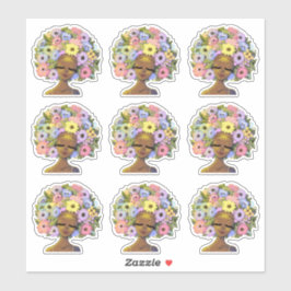 Adesivo Mulheres Afro-Americanas com Flores no Cabelo