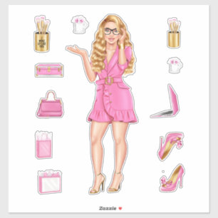 Adesivo Mulheres Louras de Moda Alta Rosa Planejam Decreto