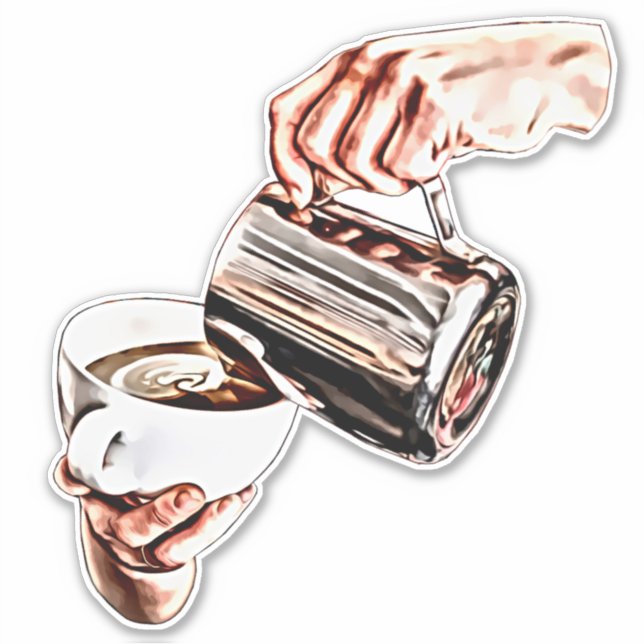 Adesivo mulheres pedem café pintura digital de arte (Frente)