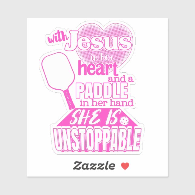 Adesivo Mulheres Pickleball Paddle e Jesus dizendo (Folha)