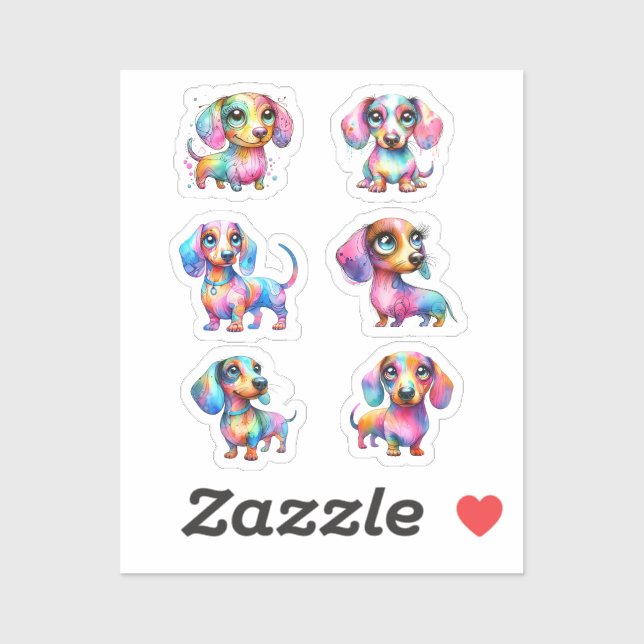 ADESIVO MULTI COLOR DACHSHUND VINYL STICKERS (Folha)