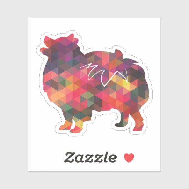 Adesivo Múltipla Silhueta Geográfica de Cachorro da Pomerâ (Folha)